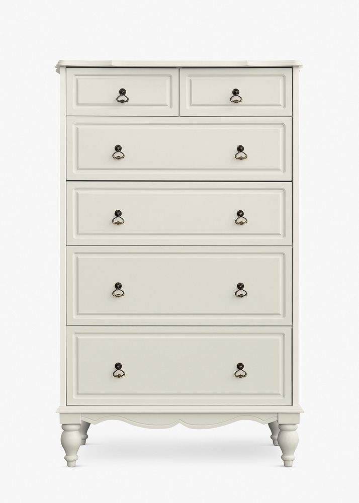 Classic chest psd mockup of drawers in off white