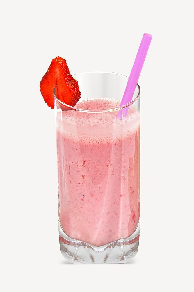 Strawberry smoothie drink collage element psd