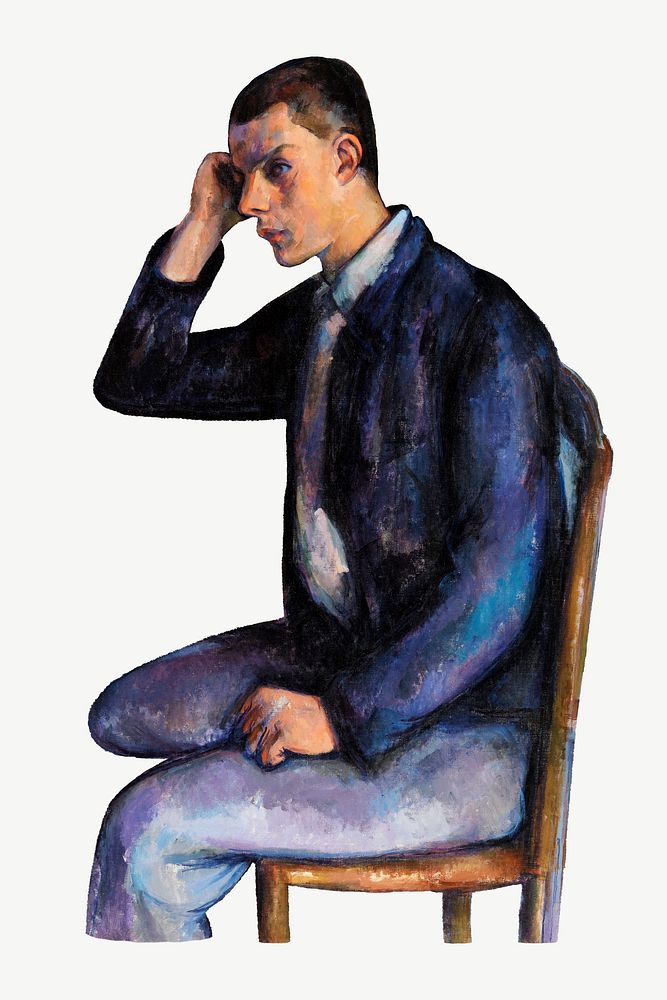 Paul Cezanne&rsquo;s Young Man clipart, post-impressionist portrait painting psd.  Remixed by rawpixel.