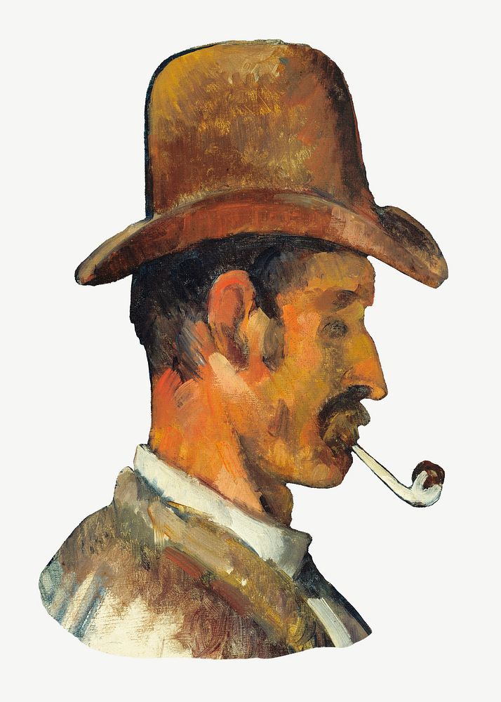 Paul Cezanne&rsquo;s Man with Pipe clipart, post-impressionist portrait painting psd.  Remixed by rawpixel.