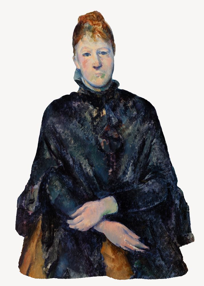 Paul Cezanne&rsquo;s Madame, post-impressionist portrait painting.   Remixed by rawpixel.