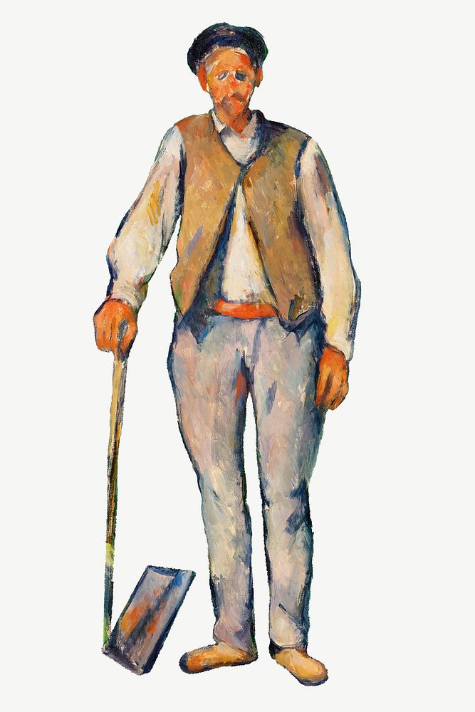 Paul Cezanne&rsquo;s Gardener clipart, post-impressionist portrait painting psd.  Remixed by rawpixel.