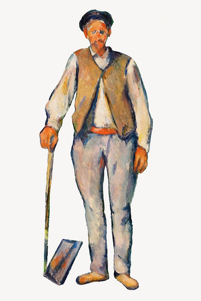 Paul Cezanne&rsquo;s Gardener, post-impressionist portrait painting.   Remixed by rawpixel.