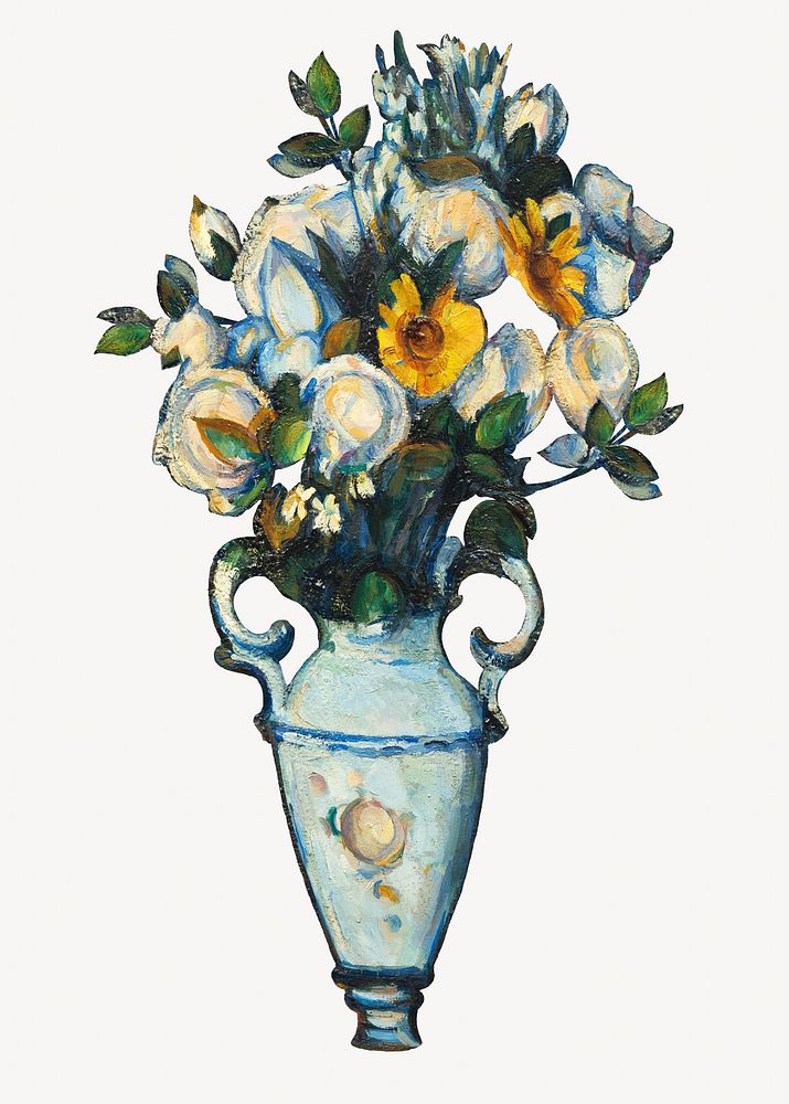 Paul Cezanne&rsquo;s vase of flowers, still life painting.  Remixed by rawpixel.