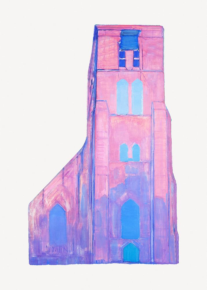 Piet Mondrian&rsquo;s Church tower clipart, abstract art psd.  Remixed by rawpixel