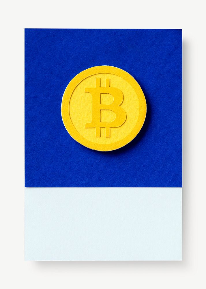 Bitcoin currency money symbol collage element psd
