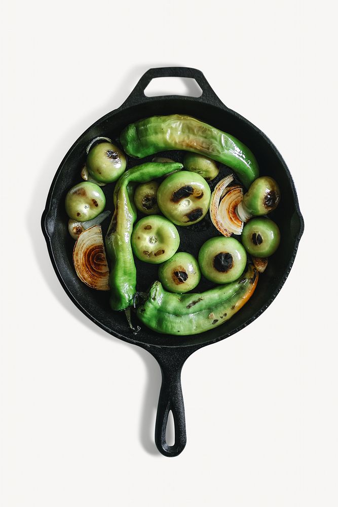 Grilled vegetables in pan isolated design