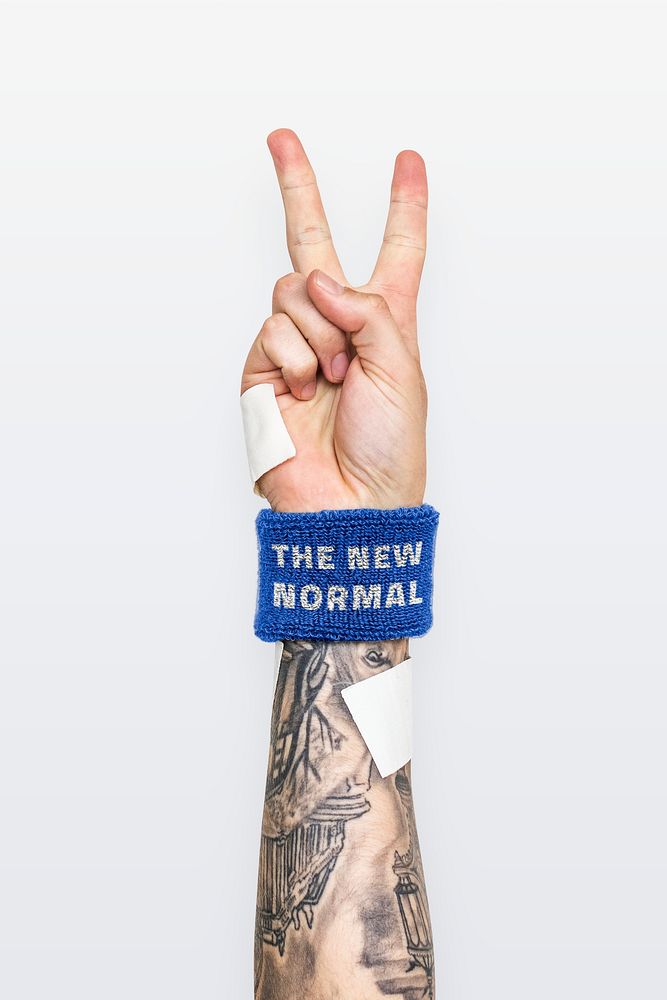 Raised hand psd new normal swoosh wristband