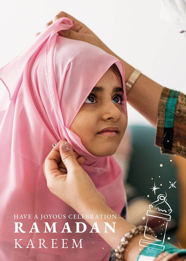 Ramadan Kareem poster template psd with greeting