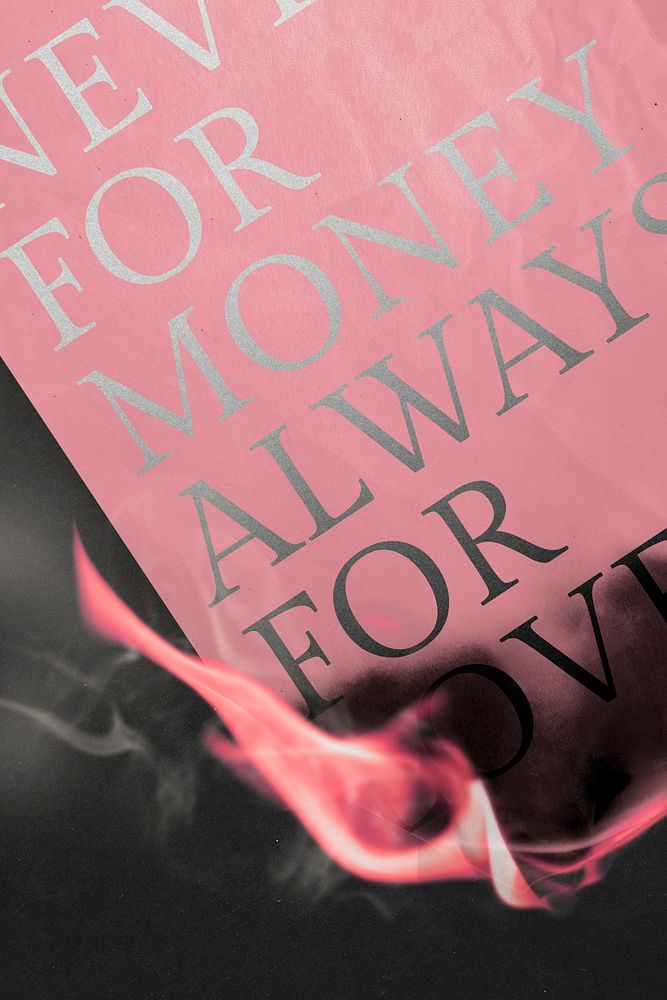 Burning poster mockup, fire pink paper image psd