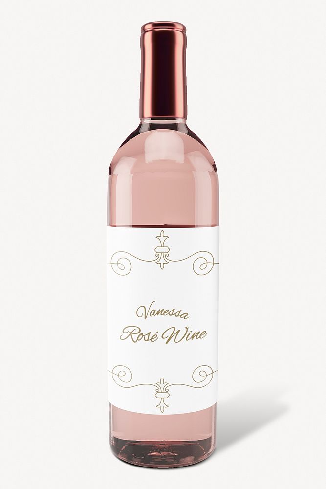 Ros&eacute; wine bottle mockup, editable festive design psd