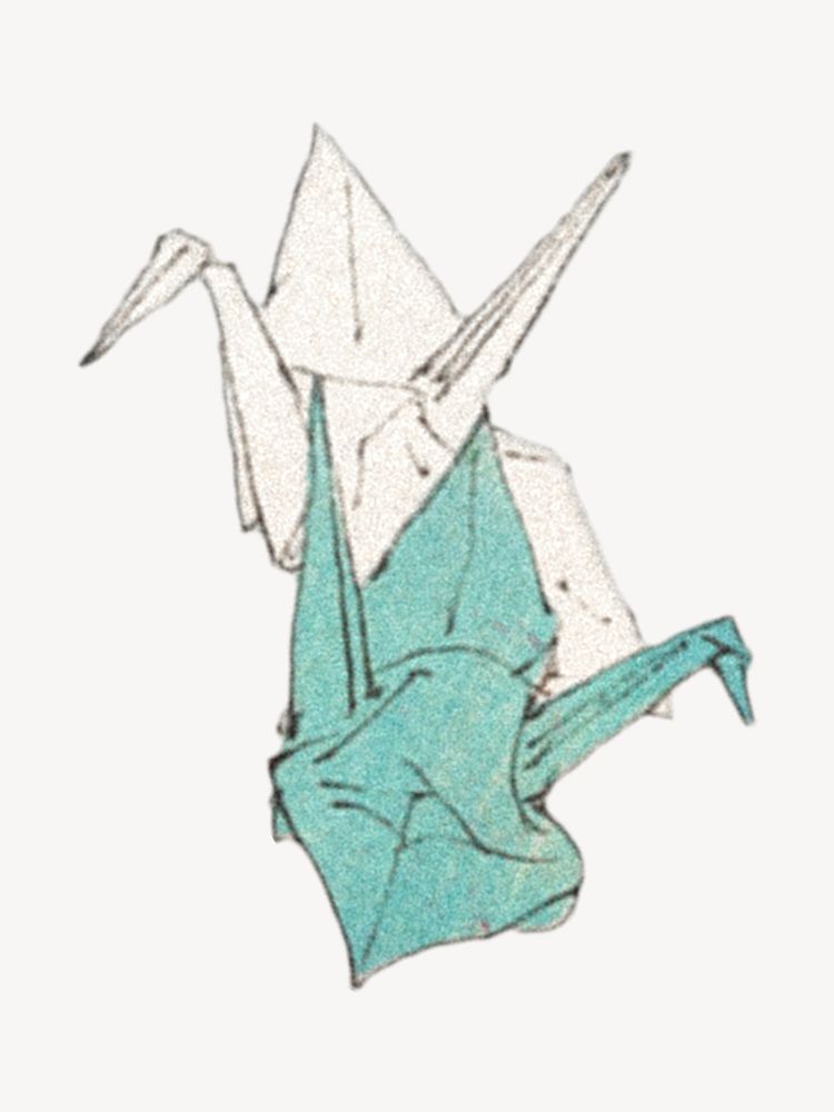 Bird origami collage element psd