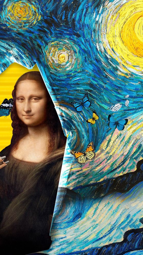 Starry Night, Mona Lisa iPhone wallpaper. Remixed by rawpixel.