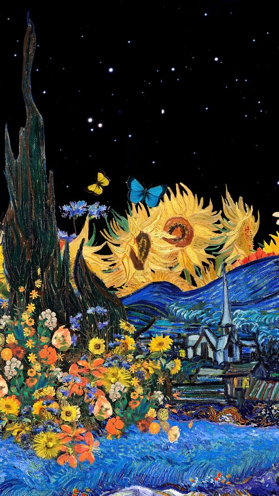 Van Gogh's Starry Night iPhone wallpaper. Remixed by rawpixel.