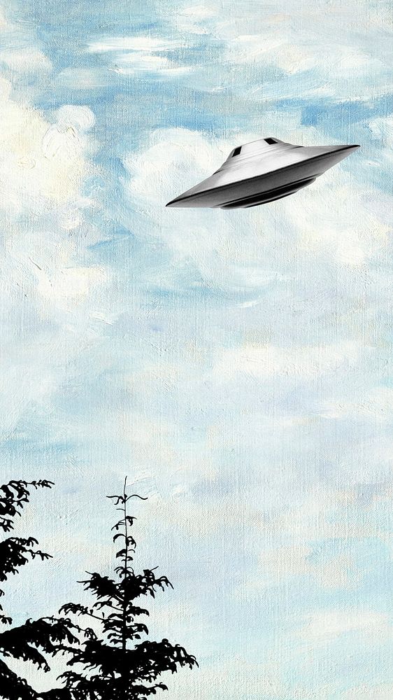 Flying UFO iPhone wallpaper. Remixed by rawpixel.