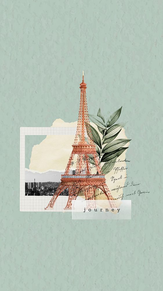 Eiffel tower aesthetic mobile wallpaper, travel collage background