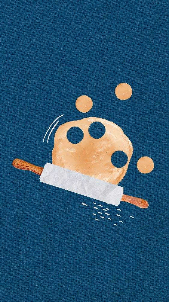 Cute rolling pin phone wallpaper, blue background