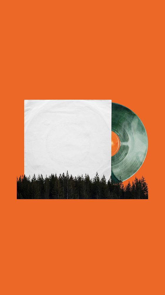 Orange vinyl mobile wallpaper, nature and music background