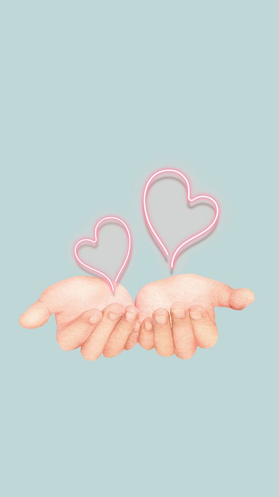 Hands showing hearts iPhone wallpaper, love background