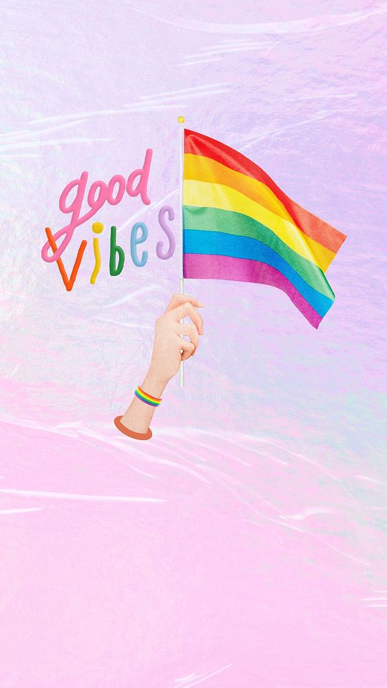 LGBTQ good vibes iPhone wallpaper, pride flag background