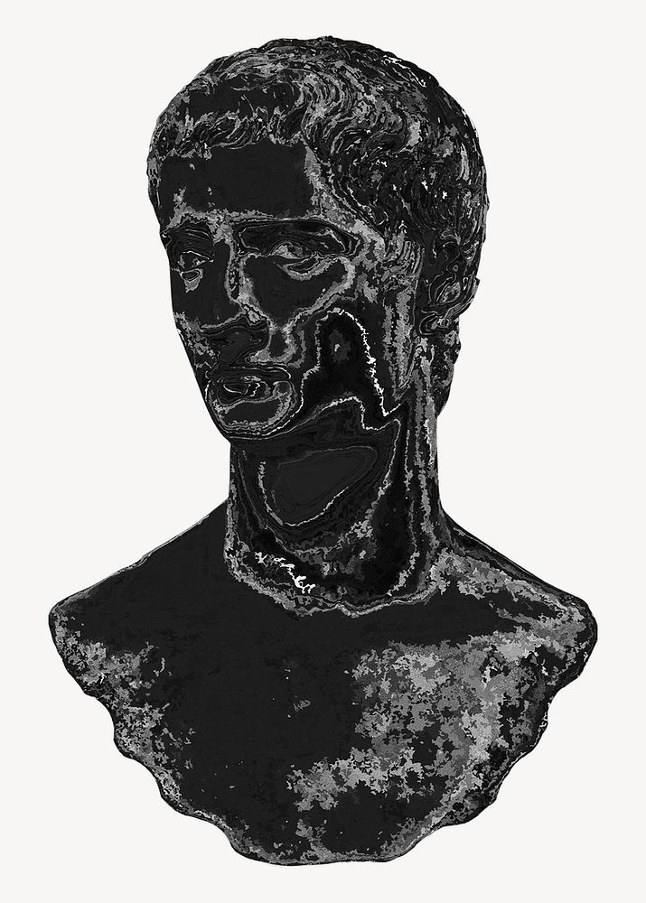 Greek God statue, black pixel art
