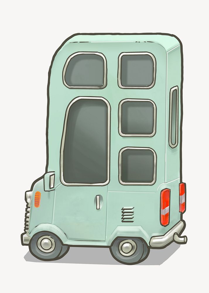 Triple decker bus, tourist vehicle illustration