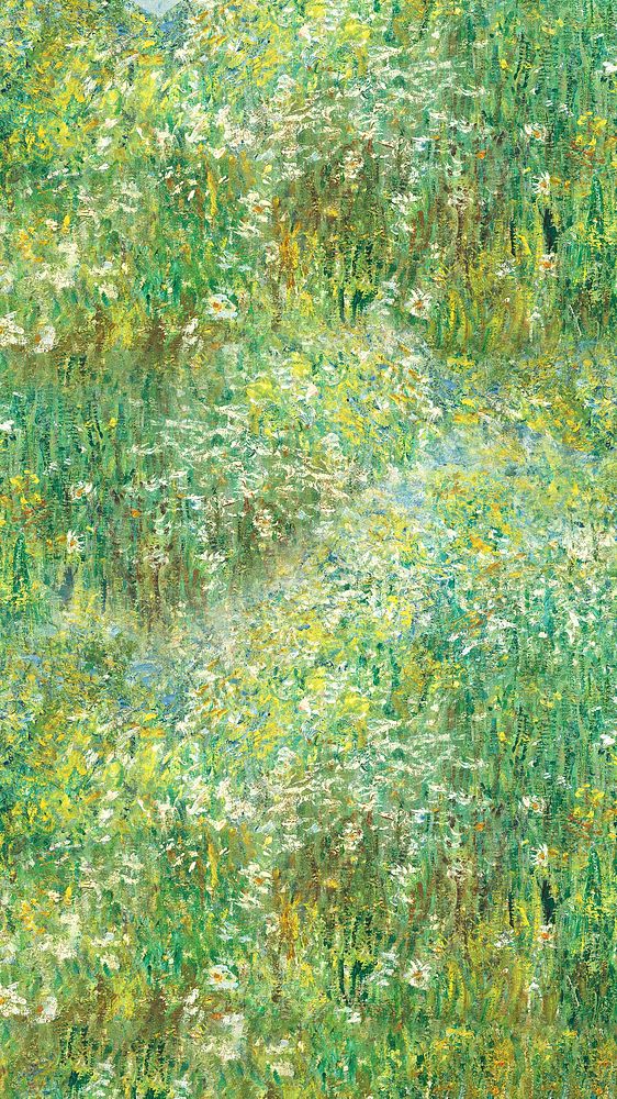 Green field iPhone wallpaper. Claude Monet artwork, remixed by rawpixel.