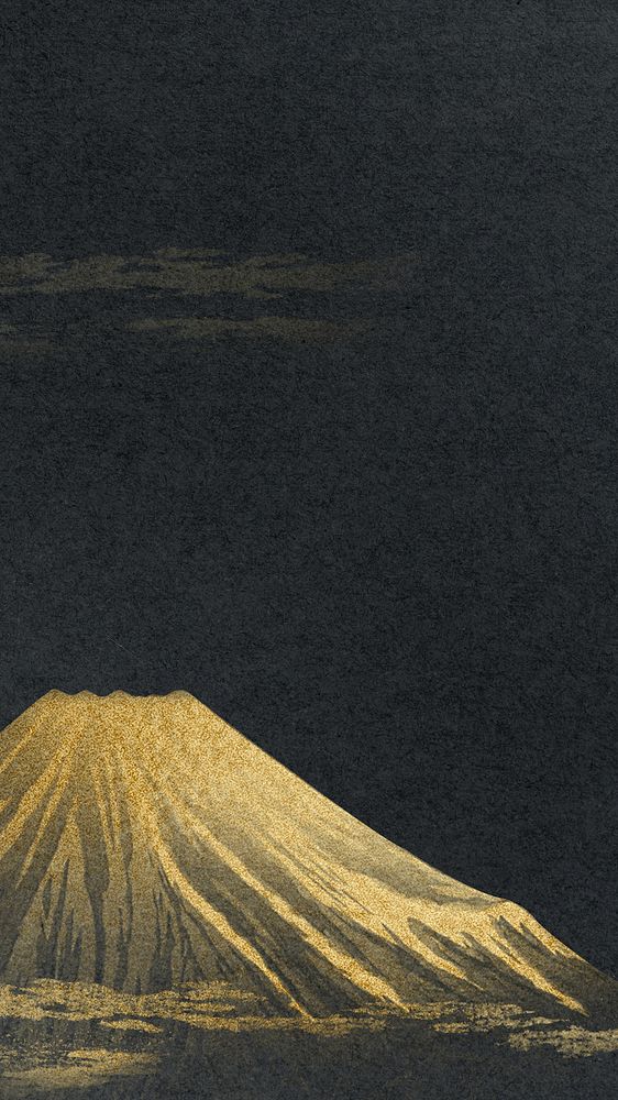 Hiroaki's Mount Fuji iPhone wallpaper, vintage Japanese background, remixed by rawpixel