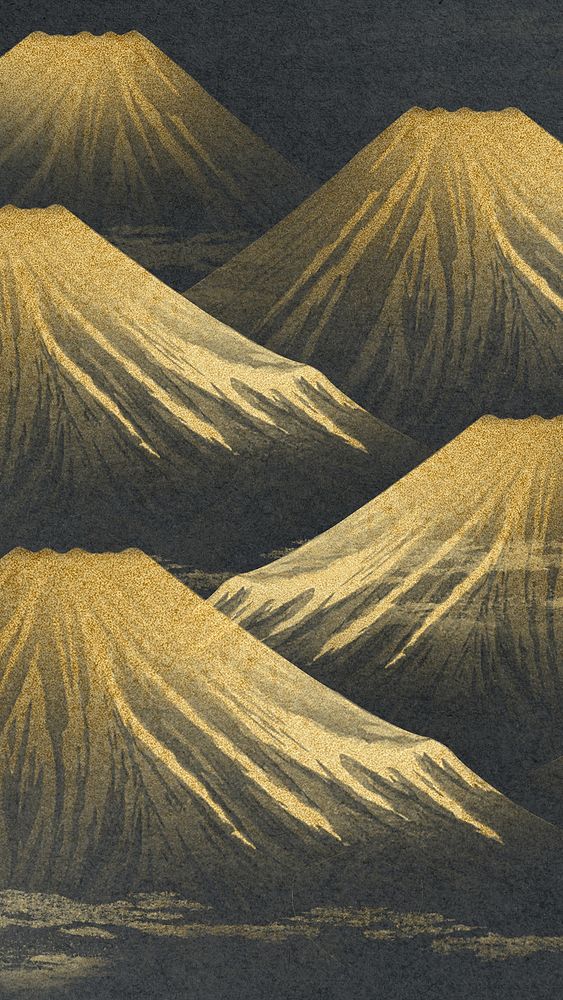 Hiroaki's Mount Fuji iPhone wallpaper, Japanese pattern background, remixed by rawpixel