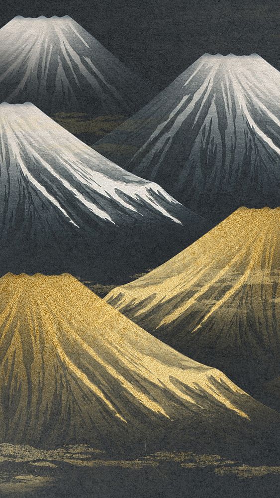 Hiroaki's Mount Fuji phone wallpaper, Japanese pattern background, remixed by rawpixel