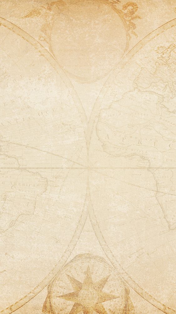 Vintage world map phone wallpaper, artwork by Bowles Carington, remixed by rawpixel