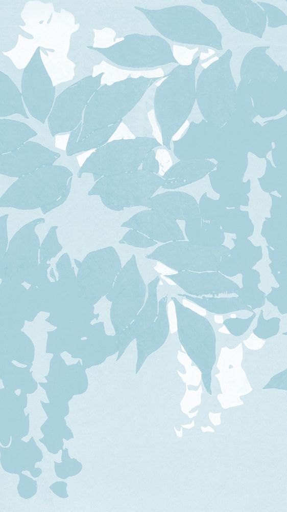 Aesthetic blue leaf mobile wallpaper, remixed by rawpixel