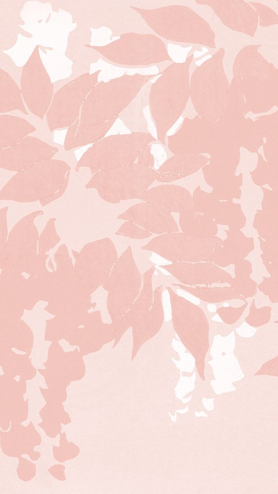 Aesthetic pink leaf mobile wallpaper, remixed by rawpixel