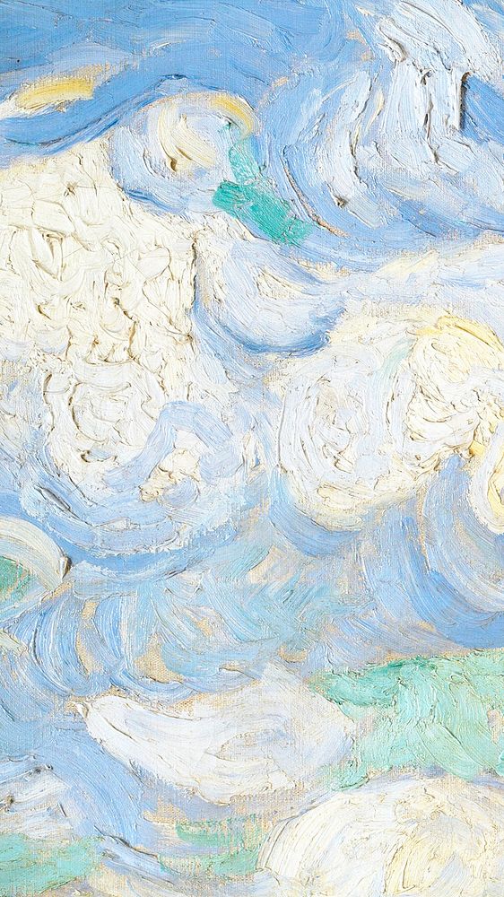 Van Gogh's sky phone wallpaper, Wheat Field with Cypresses cloud, remixed by rawpixel