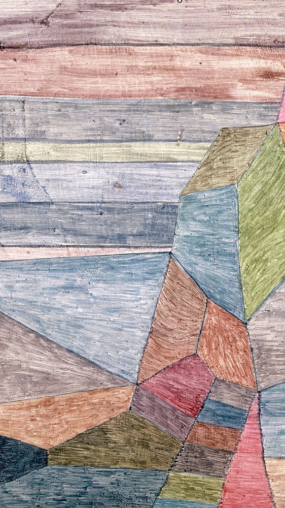 Paul Klee's Promontorio iPhone wallpaper, colorful vintage illustration, remixed by rawpixel