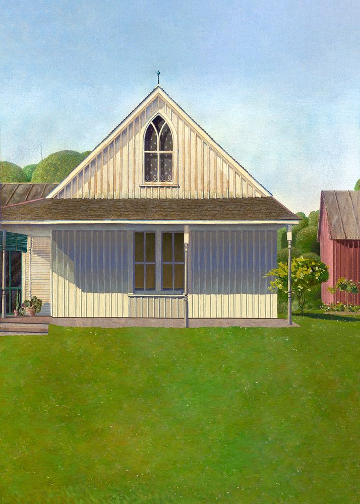 Farmhouse painting background. Remastered by rawpixel.