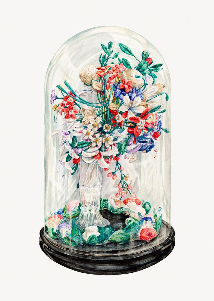 Frank J. Mace's Wool Flowers Under Glass, famous painting, remixed by rawpixel