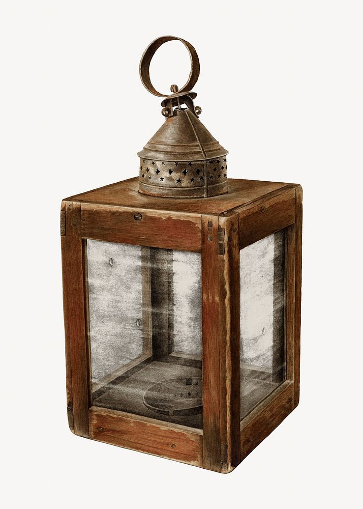 Hand lantern isolated vintage object on white background
