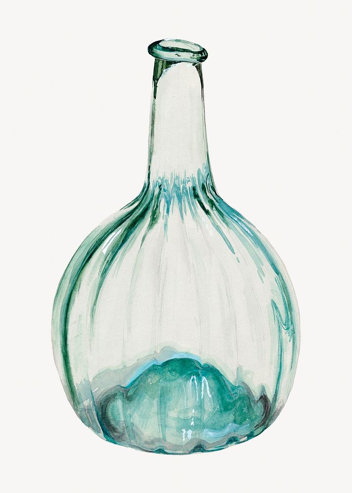 Vintage transparent vase isolated vintage object on white background