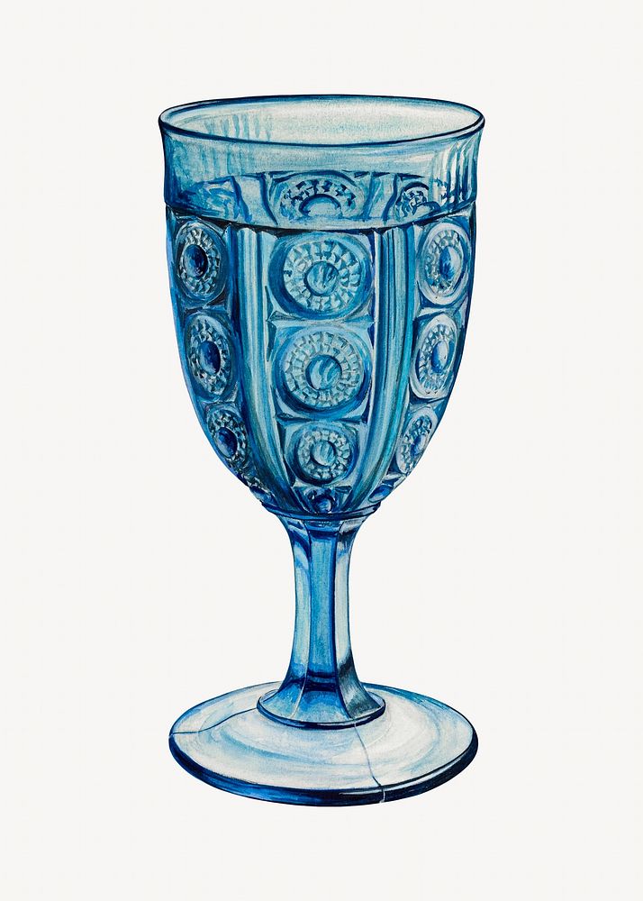 Blue goblet isolated vintage object on white background