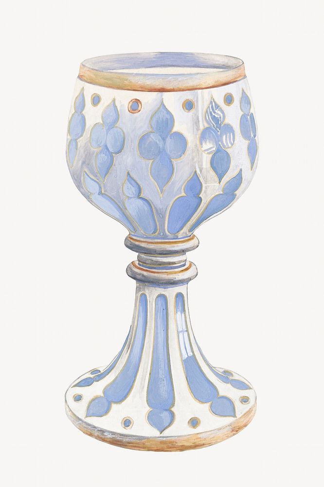 Blue vase isolated vintage object on white background