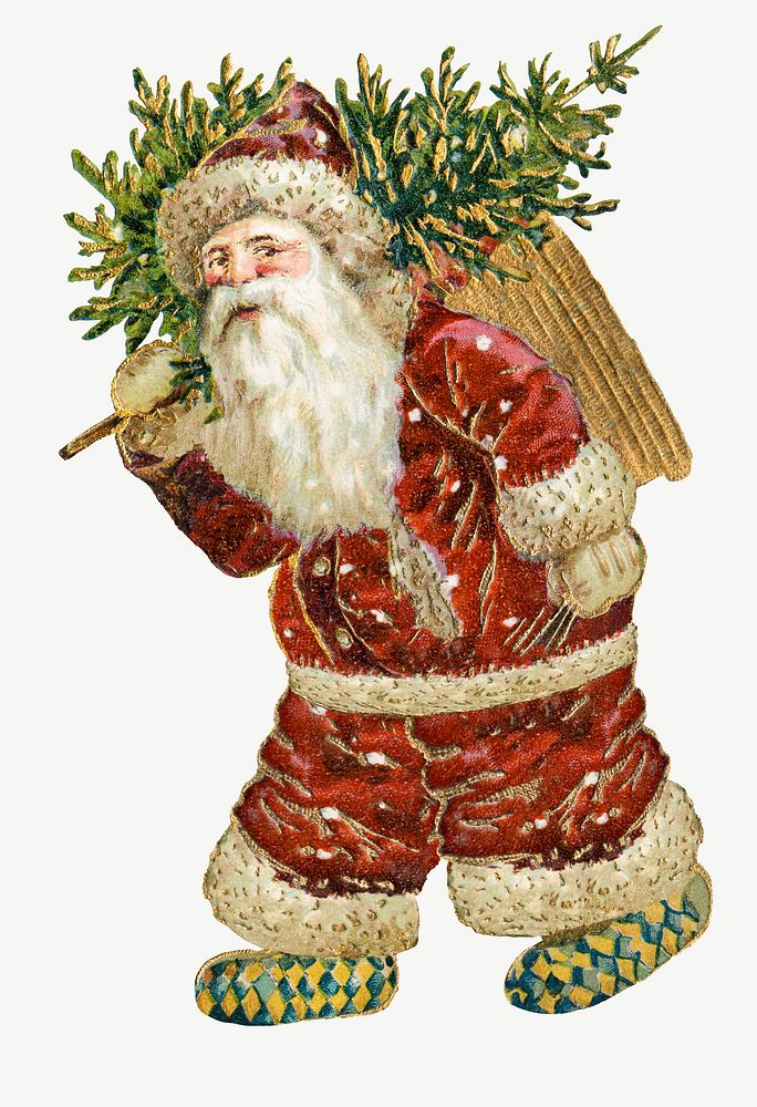 Vintage Santa Claus, festive Christmas collage element