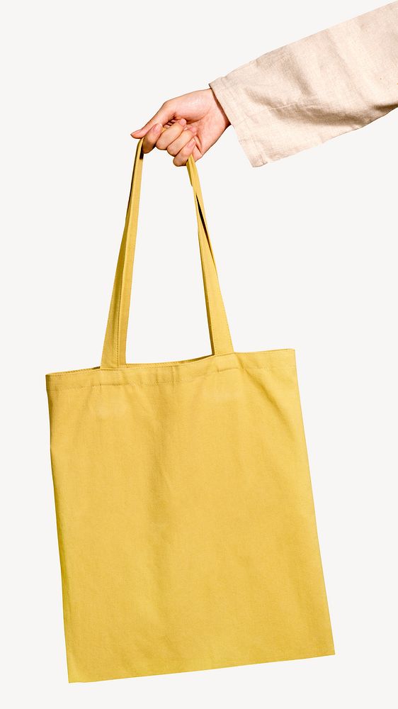 Blank yellow tote bag isolated image
