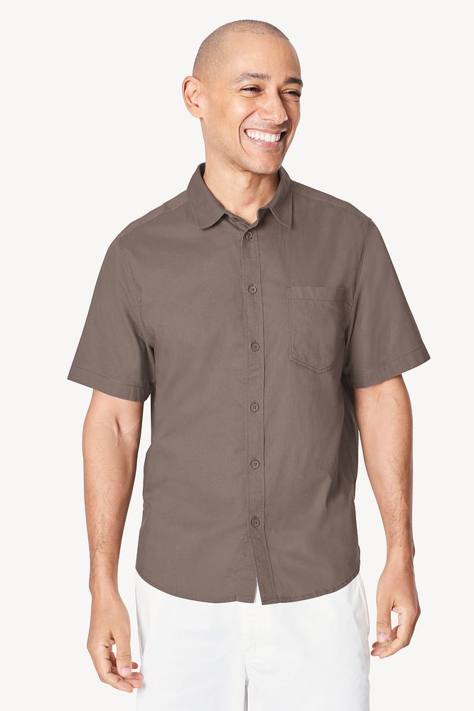 Men's brown shirt mockup, editable apparel & fashion psd