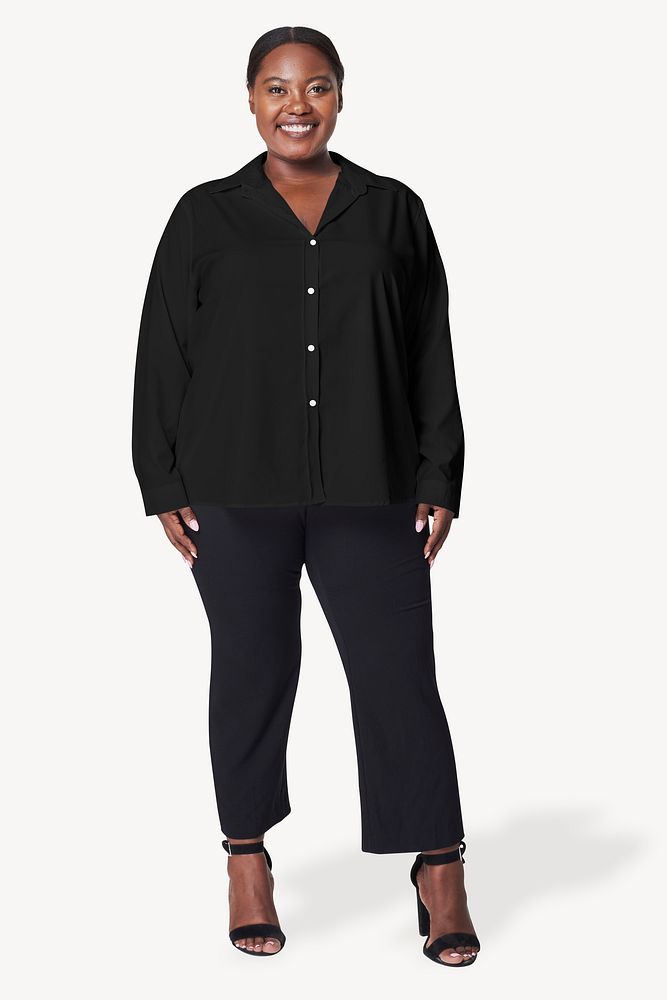 Black plus size shirt, black pants