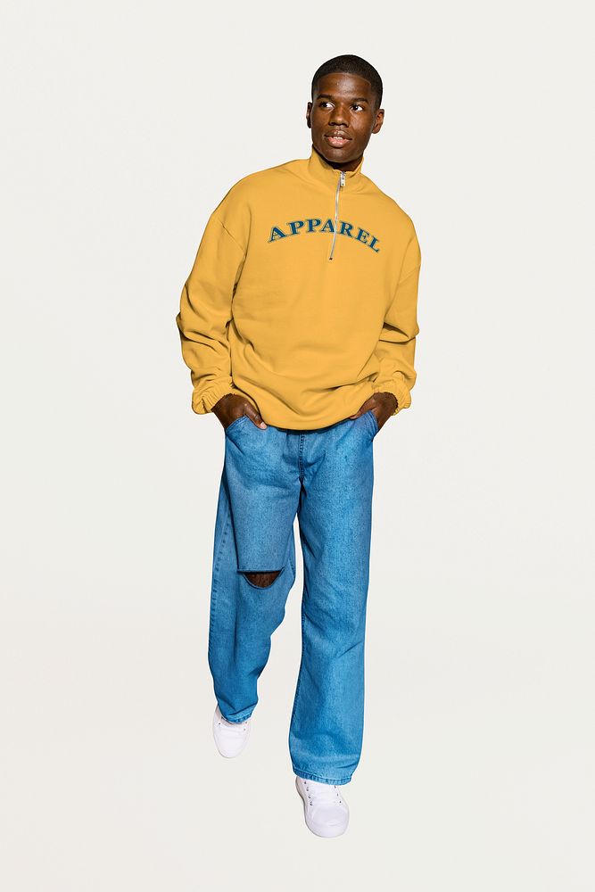 Men's sweatshirt mockup, apparel & fashion psd