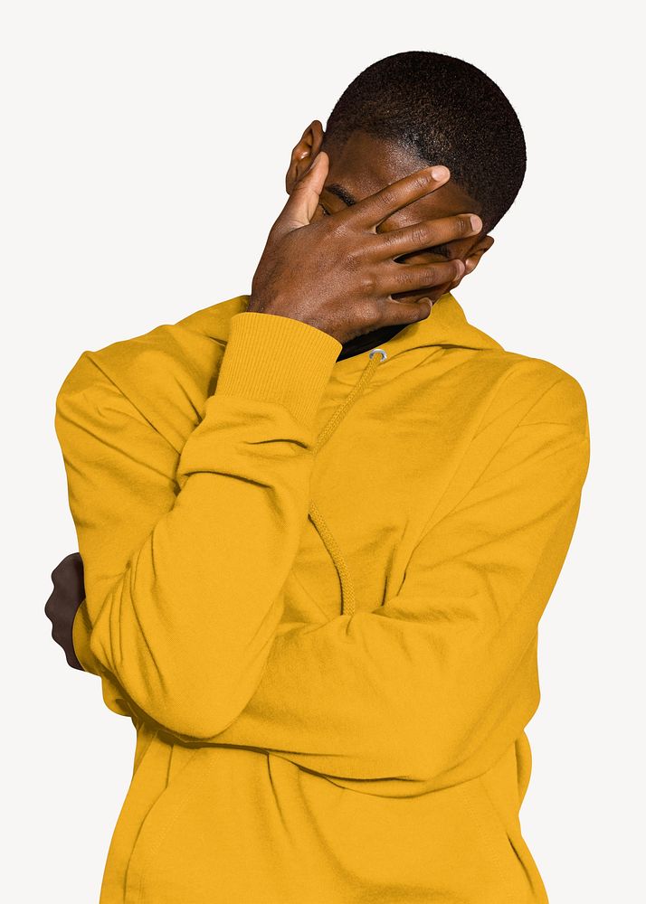 Man in yellow hoodie, streetwear design