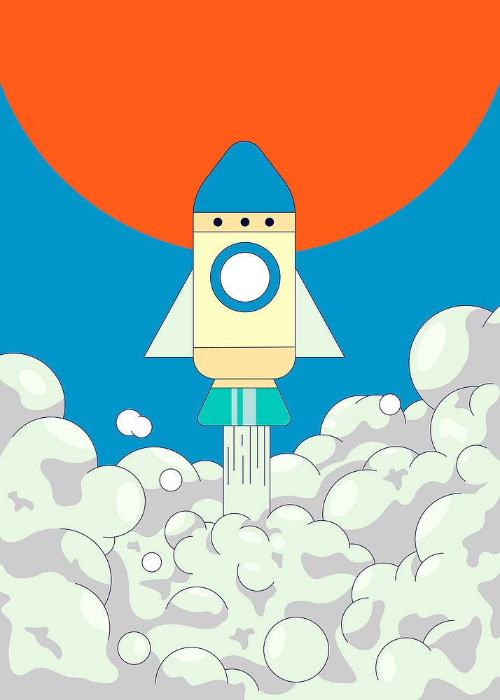 Startup rocket ship illustration