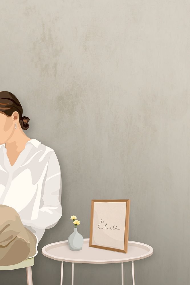 Woman illustration background, beige design