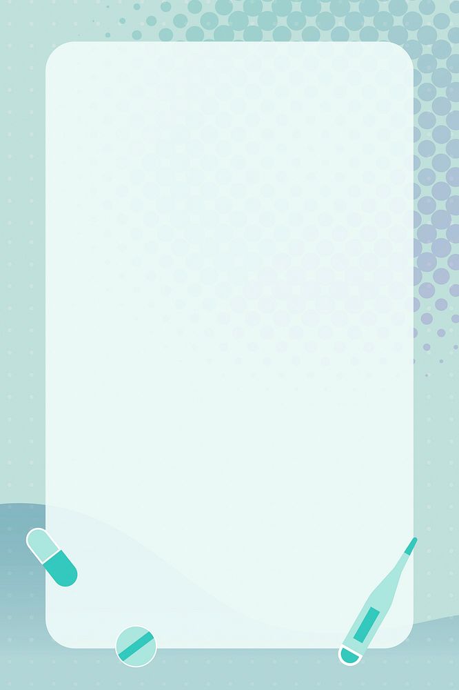 Cute medical frame background, teal pills design